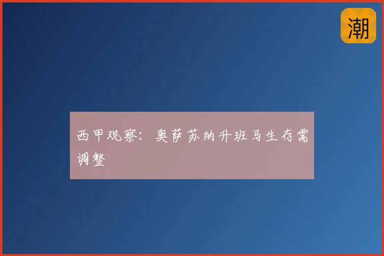 西甲观察：奥萨苏纳升班马生存需调整